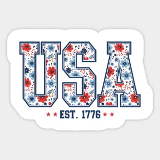 Floral Collegiate USA Sticker